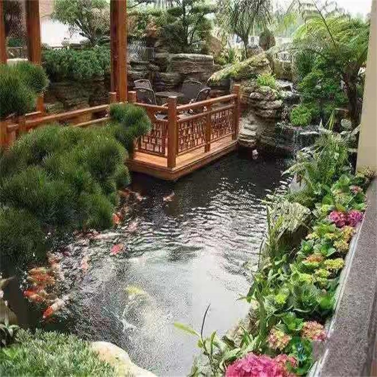 竹根滩镇别墅庭院景观设计鱼池